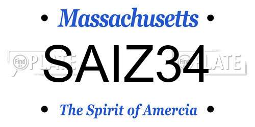 SAIZ34 Massachusetts License Plate