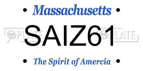 SAIZ61 Massachusetts License Plate