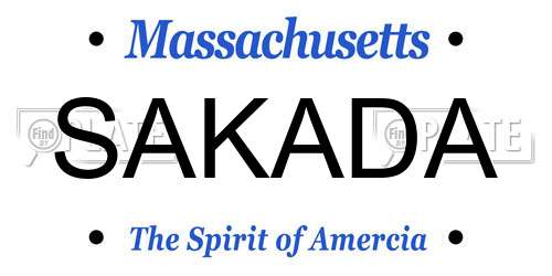 SAKADA Massachusetts License Plate