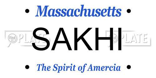 SAKHI Massachusetts License Plate
