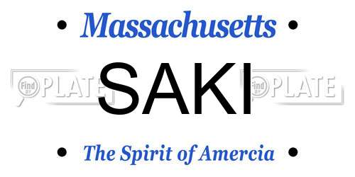 SAKI Massachusetts License Plate