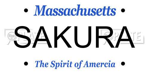 SAKURA Massachusetts License Plate