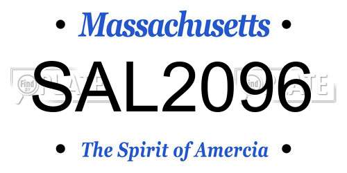 SAL2096 Massachusetts License Plate