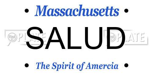 SALUD Massachusetts License Plate
