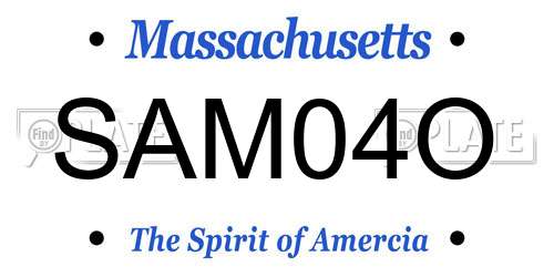 SAM04O Massachusetts License Plate