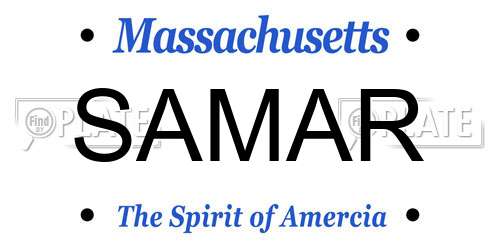 SAMAR Massachusetts License Plate