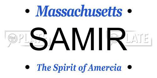 SAMIR Massachusetts License Plate