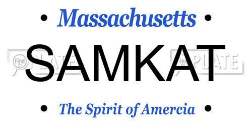 SAMKAT Massachusetts License Plate