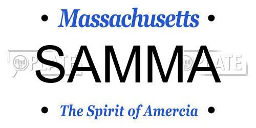 SAMMA Massachusetts License Plate
