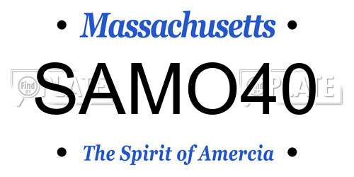 SAMO40 Massachusetts License Plate
