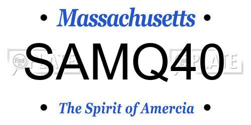 SAMQ40 Massachusetts License Plate