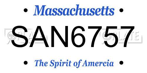 SAN6757 Massachusetts License Plate