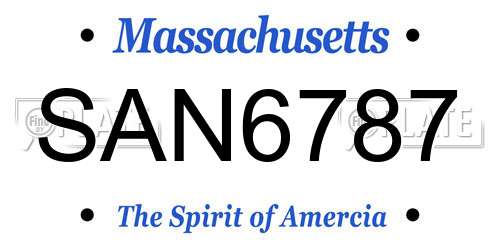 SAN6787 Massachusetts License Plate