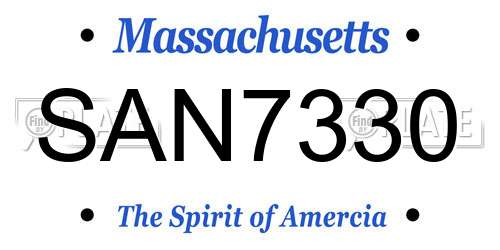 SAN7330 Massachusetts License Plate