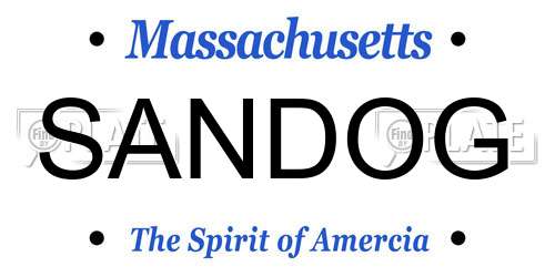 SANDOG Massachusetts License Plate