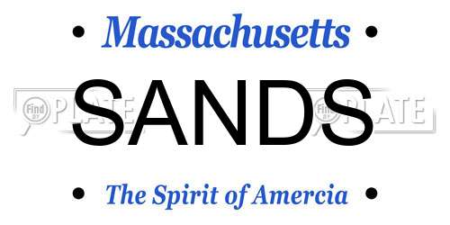 SANDS Massachusetts License Plate