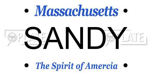 SANDY Massachusetts License Plate