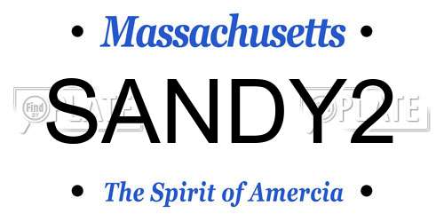SANDY2 Massachusetts License Plate