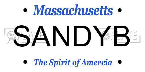 SANDYB Massachusetts License Plate