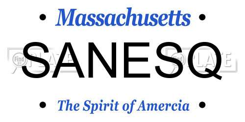SANESQ Massachusetts License Plate