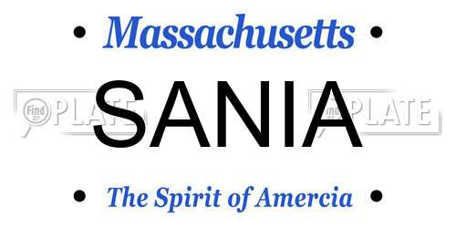 SANIA Massachusetts License Plate