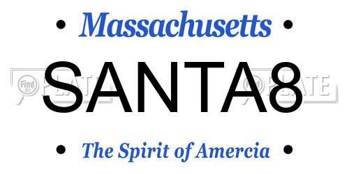 SANTA8 Massachusetts License Plate