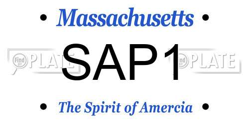 SAP1 Massachusetts License Plate
