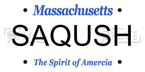 SAQUSH Massachusetts License Plate