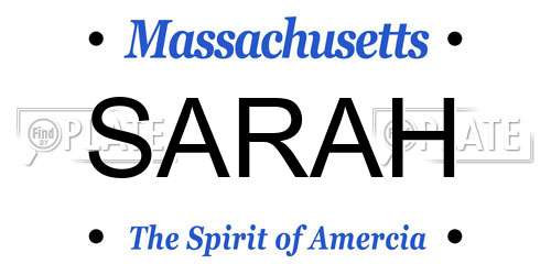 SARAH Massachusetts License Plate