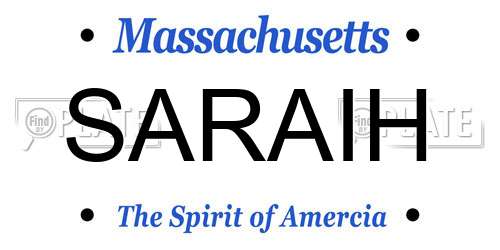 SARAIH Massachusetts License Plate