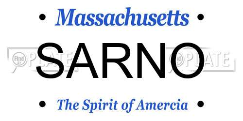 SARNO Massachusetts License Plate