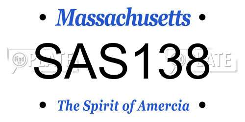SAS138 Massachusetts License Plate