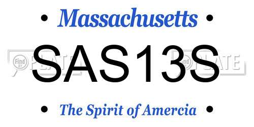 SAS13S Massachusetts License Plate