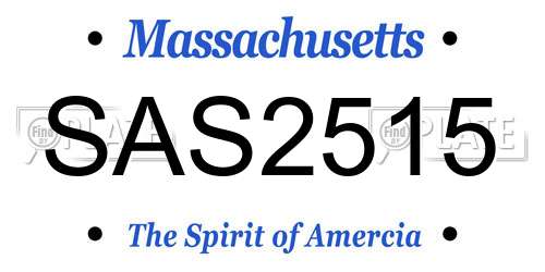 SAS2515 Massachusetts License Plate