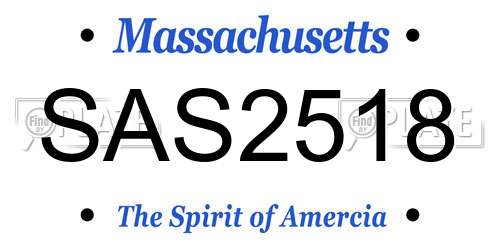 SAS2518 Massachusetts License Plate
