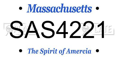 SAS4221 Massachusetts License Plate
