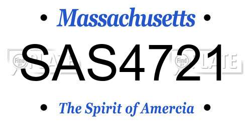 SAS4721 Massachusetts License Plate