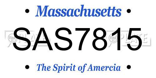 SAS7815 Massachusetts License Plate