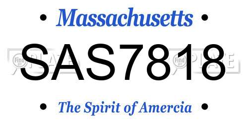 SAS7818 Massachusetts License Plate