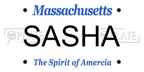SASHA Massachusetts License Plate