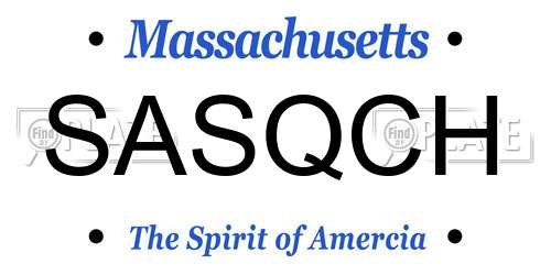 SASQCH Massachusetts License Plate