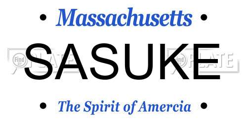 SASUKE Massachusetts License Plate