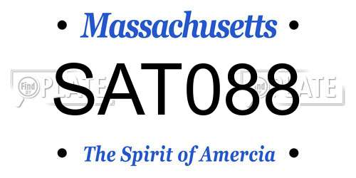 SAT088 Massachusetts License Plate