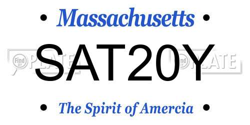 SAT20Y Massachusetts License Plate