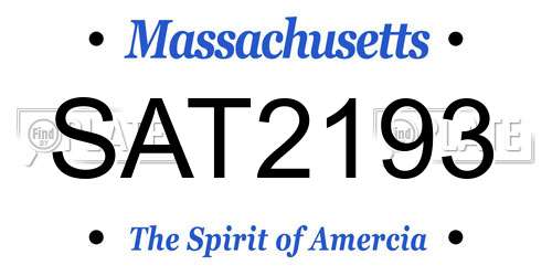 SAT2193 Massachusetts License Plate
