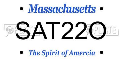 SAT22O Massachusetts License Plate