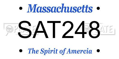 SAT248 Massachusetts License Plate