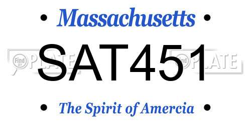 SAT451 Massachusetts License Plate