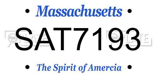 SAT7193 Massachusetts License Plate