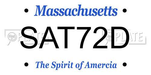 SAT72D Massachusetts License Plate